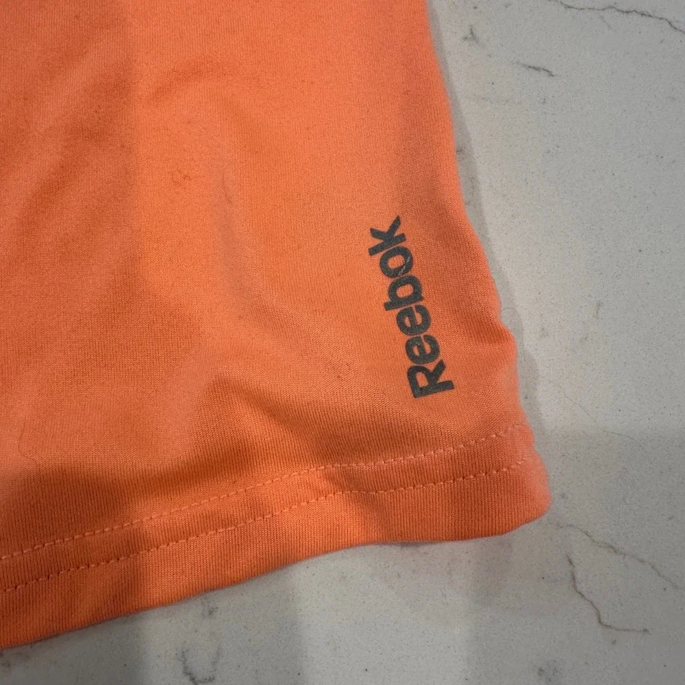 Reebok PlayDry Orange V-Neck Performance T-Shirt Womens Small Short Sleeve